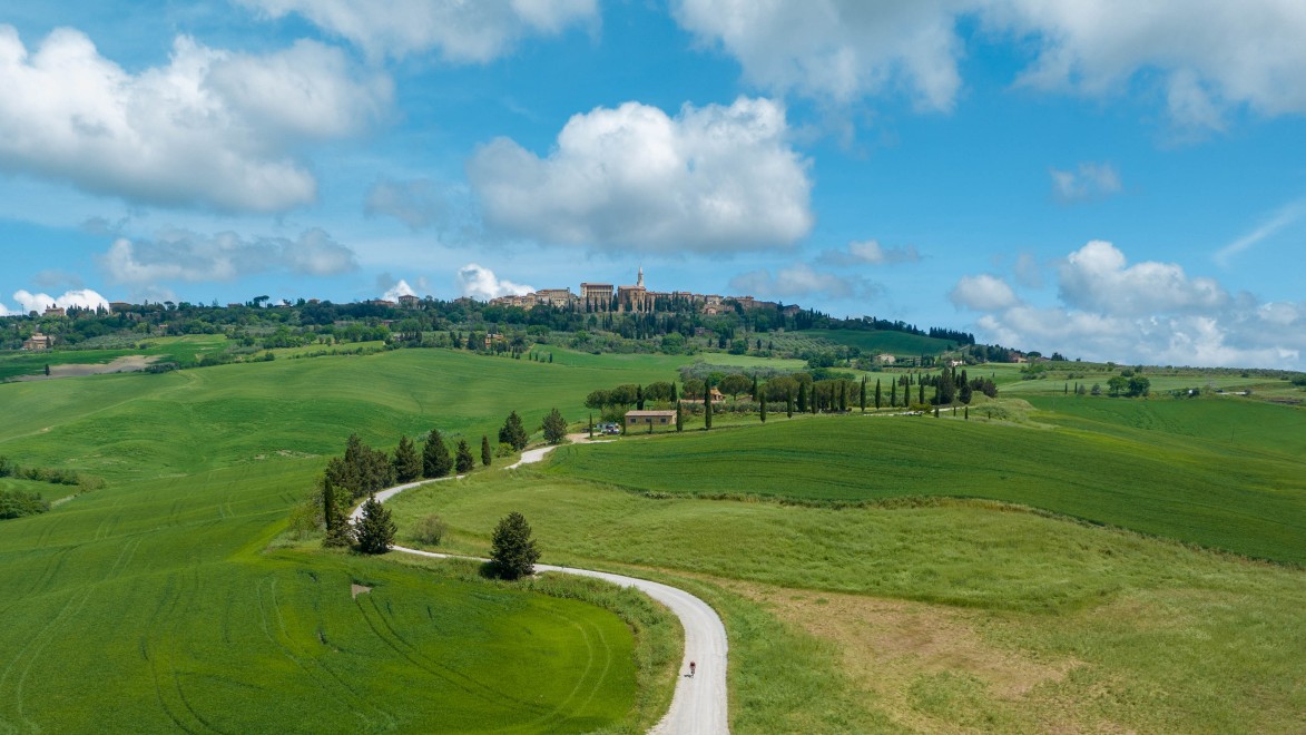 Das auf einem Hügel gelegene Dorf Pienza, dessen historisches Zentrum zum UNESCO-Weltkulturerbe gehört.