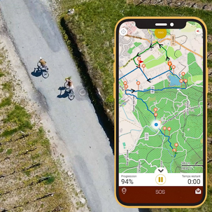 vue de l'appli de navigation velorizons sur un smartphone